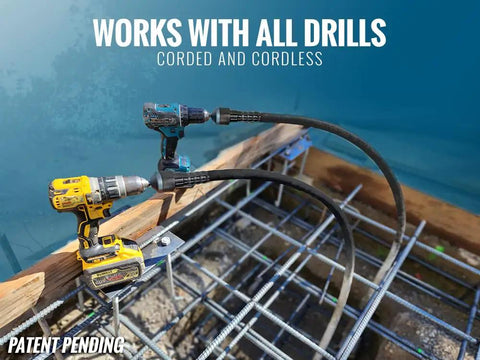 Cordless Concrete Vibrator Drill Powered Vibrating Tool for Fast, Smooth Pours, 5 Foot Reach, 5 Sixteenth Inch Shaft Fits Cordless or Corded Drills, Pro Grade Vibration, Save Money Versus Dedicated Tool in construction setting