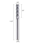 Four Flute Carbide End Mill One Eighth Inch Cutting Diameter One Half Inch Cutting Length Upcut Spiral Router Bit CNC Cutter