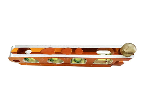Savage Magnetic Billet Torpedo Level With Brass Pipe Clamp, 6 Inch Precision Tool For Framing And Rough Ins, side view with scale