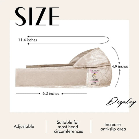 Wide Wig Grip Band For Lace Front Wigs, Velvet Non Slip Holder With Adjustable Hook And Loop Fastener In Nude, side view