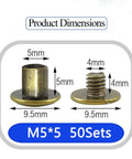 Top Shelf Bronze Chicago Screws M5 5Mm Fifty Piece Rivet Kit For Leather Crafting Bindery Work And Repair Jobs Quick Spin Design dimensions shown