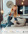 Father playing with daughter in living room featuring Decora Smart Switch Wi Fi 2nd Gen With Matter, Neutral Wire Required, Voice Control