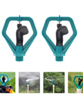 Two Pack Automatic Lawn Sprinklers For Garden Irrigation System That Keeps Lawns Green On Auto Pilot, black and teal design