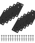 Image of Stainless Steel Flat Joining Plates With Holes Black Flat Brace Brackets For Cabinets And Wood 10 Pack Heavy Duty Metal Connectors