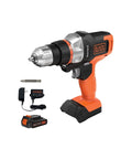 20V Max Matrix Cordless Drill And Driver Kit With Battery Included, Quick Connect System, showing drill, battery, charger, and bit.