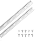 Heavy Duty 16 Inch Aluminum DIN Rail 35mm Wide Slotted Top Hat Mounts 2 Pack with mounting screws visible.