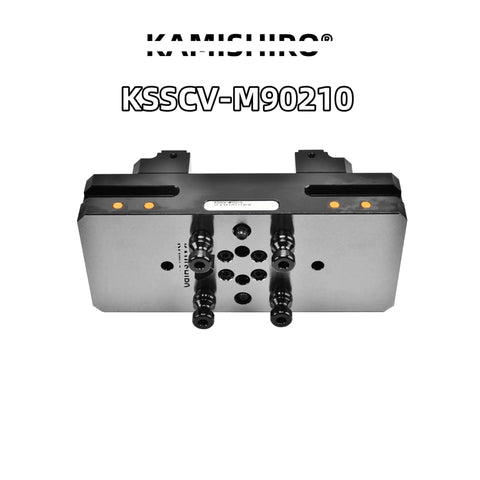 Heavy Duty Eight Inch Self Centering Vise Swivels Like Butter And Holds Tight With Rock Solid Jaws For Easy Clamping Of Pipes And Round Stock Ideal For Five Axis Cnc Machine Tables And Shop Sanding Rigs, top view showing threading and mounting holes.