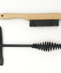 Heavy Duty Welding Chipping Hammer With Coil Spring Handle For Shock Absorption, 10.5 Inch Overall Length, Black, with wire brush