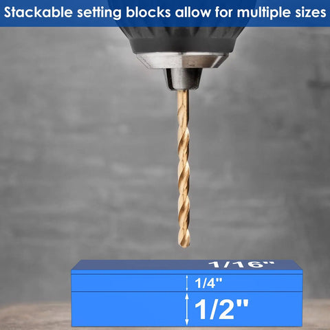 Heavy Duty 15 Piece Aluminum Setup Blocks And Height Gauge Set Featuring Precision Router Table Bars with drill bit and size markings
