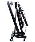 No Sweat Heavy Duty Hydraulic Engine Hoist 2 Ton Folding Cherry Picker Shop Crane side view with durable caster wheels.