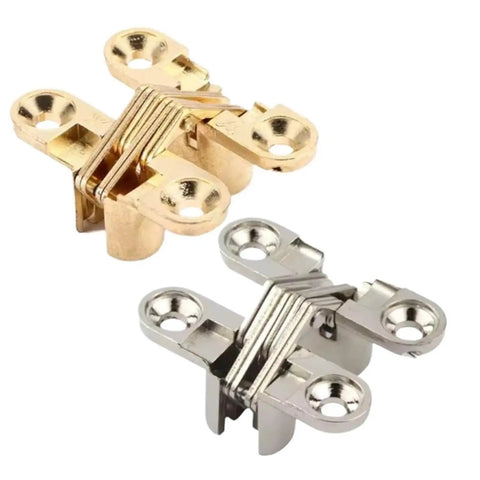4 Pack Cross Barrel Invisible Hinges With Concealed Bearings Silver and Gold Finish