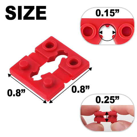 Outlet Spacers For Electrical Boxes 48 Piece Red Spacers Set showing 0.8x0.8 inch size and 0.15 inch thickness