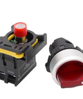 Red LED Indicator Rotary Switch 110V-220V 22mm Waterproof IP65 Latching With 1 NO 2 Positions 4 Terminals 10A 600V LA155-A1-10XD-R
