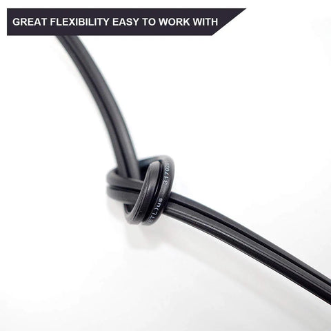 12/2 Direct Burial Low Voltage Landscape Wire 12 AWG Two Conductor Cable for Outdoor Lighting flexibility shown in knot