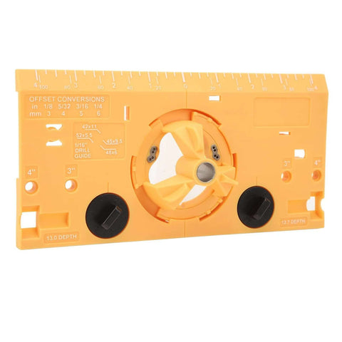 Orange 35mm hinge boring jig kit for woodworking with ABS panel and 1/16 in drill bit