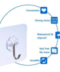 Tough As Nails Adhesive Wall Hooks Heavy Duty Sticky Hangers For Kitchen Living Room Bedroom And Dorm Skip The Drill Stainless Steel hook on clear base
