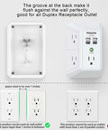Top Shelf Compact Power Strip With Five Roomy AC Outlets And Four Fast Charge USB Ports, flush design for duplex receptacle outlets.