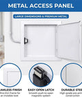 Top Shelf Heavy Duty Ceiling Access Panel For Drywall And Electrical Conduits With Sleek Aluminum Magnetic Latch Concealed Recessed Hatch Cover Plate White 18 By 24 Inch flush access panel with seamless finish and easy-open latch.