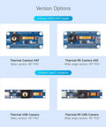Version options of long wave infrared thermal imaging camera module for DIY projects, two HAT and USB camera types