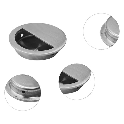 Two Pack Round Flush Cabinet Pulls 50mm Diameter Hidden Door Handles With Mounting Screws For Sliding Doors And Drawers