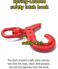 Red spring-loaded safety swivel lifting hook with self locking mechanism, 360 degree swivel for hoist and rigging, heavy duty 4410 lbs capacity.