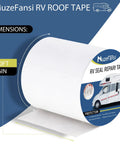 6 Inch By 50 Feet RV Roof Tape 1 Pack Heavy Duty Self Priming Butyl Sealant For Leak Repair On Camper Trailer Truck Stop Roof Windows Boats Waterproof UV Resistant White Roofing Tape roll.
