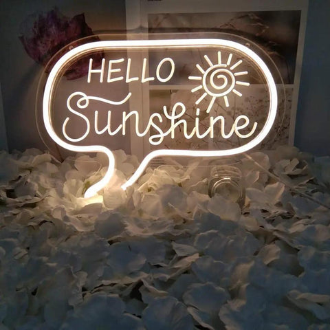 Sunshine Neon Sign For Wall Decor LED Light Up Sign For Bedroom Office Kids Room Nursery Living Room 12.2 By 9 Inches