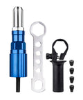 Attachment Kit For Drill With High Torque Pop Rivet Head, electric rivet tool components shown including wrench and grip handle.
