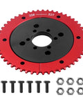 Universal 35 Chain 53T Split Sprocket With Adapter For Predator 212cc, red sprocket with black hub adapter and mounting hardware