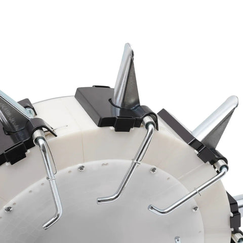 Close-up of Hand Push Seeder Machine With 10 Spouts, showing detailed seed distribution mechanism for efficient planting.