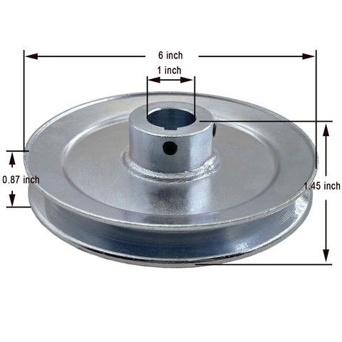 AB600 1 Single Groove Web Sheave Pulley For V Belt Drive 6 Inch Outer Diameter 1 Inch Bore Carbon Steel Zinc Plated Durable Motor Pulley For A B 5L 4L V Belts