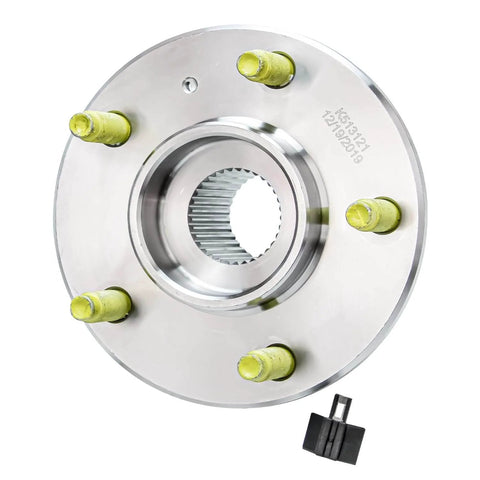 2 Front Wheel Hub & Bearing Kit with 2 Outer Tie Rods for FWD Buick LeSabre and Cadillac models, showing close-up of wheel hub