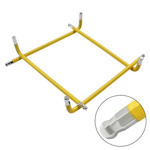 4mm Yellow Ball End Allen Wrench Set, detailed end view, 25 Degree Angled Metric Hex Keys, Pro Grade S2 Alloy Steel, 4 Piece Kit, close-up.