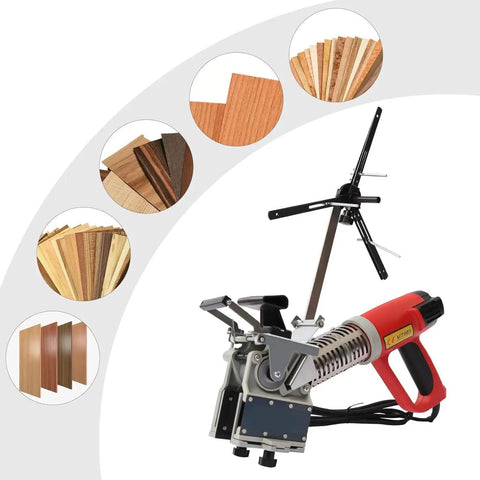 Curve Edge Bander With Three Speed Adjustable, 2000W Portable Edge Banding Machine, image of device with wood samples