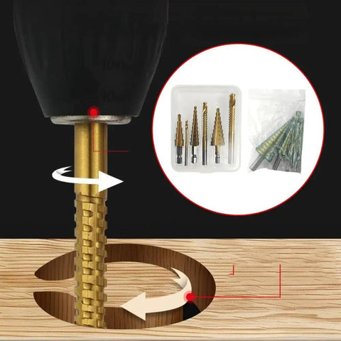 Kick Your DIY Projects Up A Notch With This Awesome 6 Piece Step Drill Bit Set Perfect For Metal Wood And Plastic Featuring Versatile 4 To 32mm Steps Plus Nasty 3 6 And 8mm Saw Bits To Make Smooth Clean Holes Without Any Hassle Today.