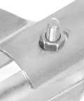 Close-up of Universal Steel Coping Foot for Jig Saws, showcasing plated steel construction and mounting detail for woodworking.