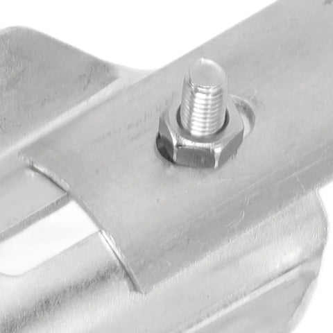 Close-up of Universal Steel Coping Foot for Jig Saws, showcasing plated steel construction and mounting detail for woodworking.
