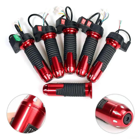 Top Tier E Bike Twist Throttle With 3 Speed Settings High Med Low Plus Forward Reverse Control For Smooth Rides On Any Terrain, red black grips