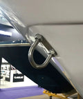 Installed stainless steel M12 U-bolt bow/stern eye on boat hull; 2 in width, 5.5 in length (2-pack)