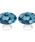 Rock Solid Two Pack Round Cabinet Knobs With Drawer Pulls 1.1 Inch For Kitchen Drawers Heavy Duty Stainless Steel Smooth Glide Action No Fuss Design Top Shelf Home Hardware Refresh, blue hibiscus pattern on round knobs.