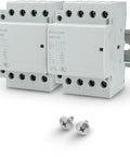 8 Pole Contactor Bundle With Dual 4 Pole NO AC Contactors 120V Coil Heavy Duty 50 Amp IEC 400V Rating Motor 40A on DIN Rail