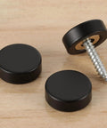 Solid Brass Screw Cover Caps Black Finish 0.6 Inch Diameter 15.3 Mm 20 Pack With Screws And Washers for mirrors shown on wood