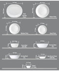 Straight Up Chip Resistant Round Soup Bowls Set Of Six Lightweight Glass Dinnerware in Crisp Winter White Finish dimensions diagram.
