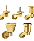 Brass Swivel Wheel Flat Casters Heavy Duty Silent Furniture Leg Casters For Chairs Beds Sofas And Desks Smooth Glide