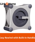 Built Tough Retractable Extension Cord Reel With Four Outlets And Circuit Breaker Protection 35 Foot Auto Rewind Design with handle.