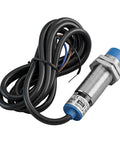 Inductive Proximity Sensor Switch No Fuss 8mm Detection Distance Non Shield Type Three Wire NPN Normally Open 10 To 30 VDC 200 mA Output M18 Mount LJ18A3 8 Z BX Blue Body, blue threaded metal sensor with cable
