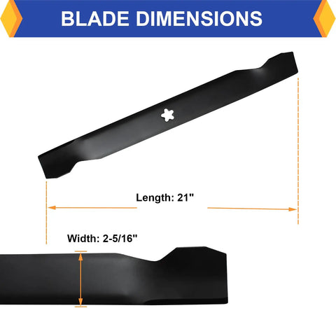 2 Pack High Lift Mower Blades For 42 Inch Decks Fits Craftsman Husqvarna Poulan dimensions with length and width shown