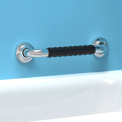 24 Inch Designer Bath Grab Bar With Anti Slip Silastic Soft Grip, Heavy Duty ADA Compliant 500 Lbs Weight Capacity, Brushed Nickel Finish