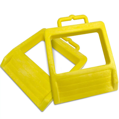Heavy Duty Pallet Jack Chock Wheel Stopper Stabilizes Pallet Trucks On The Jobsite For Safer More Efficient Handling 14.2 Inch Long By 11.2 Inch Wide By 2 Inch High Yellow 2 Pack