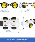 DIY Robot Smart Car Metal Chassis Kit With 4WD TT Motors And Speed Encoder dimensions and scale views